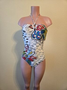 Giddeon Oberson White One-Piece Swimsuit with Multicolor Floral Print